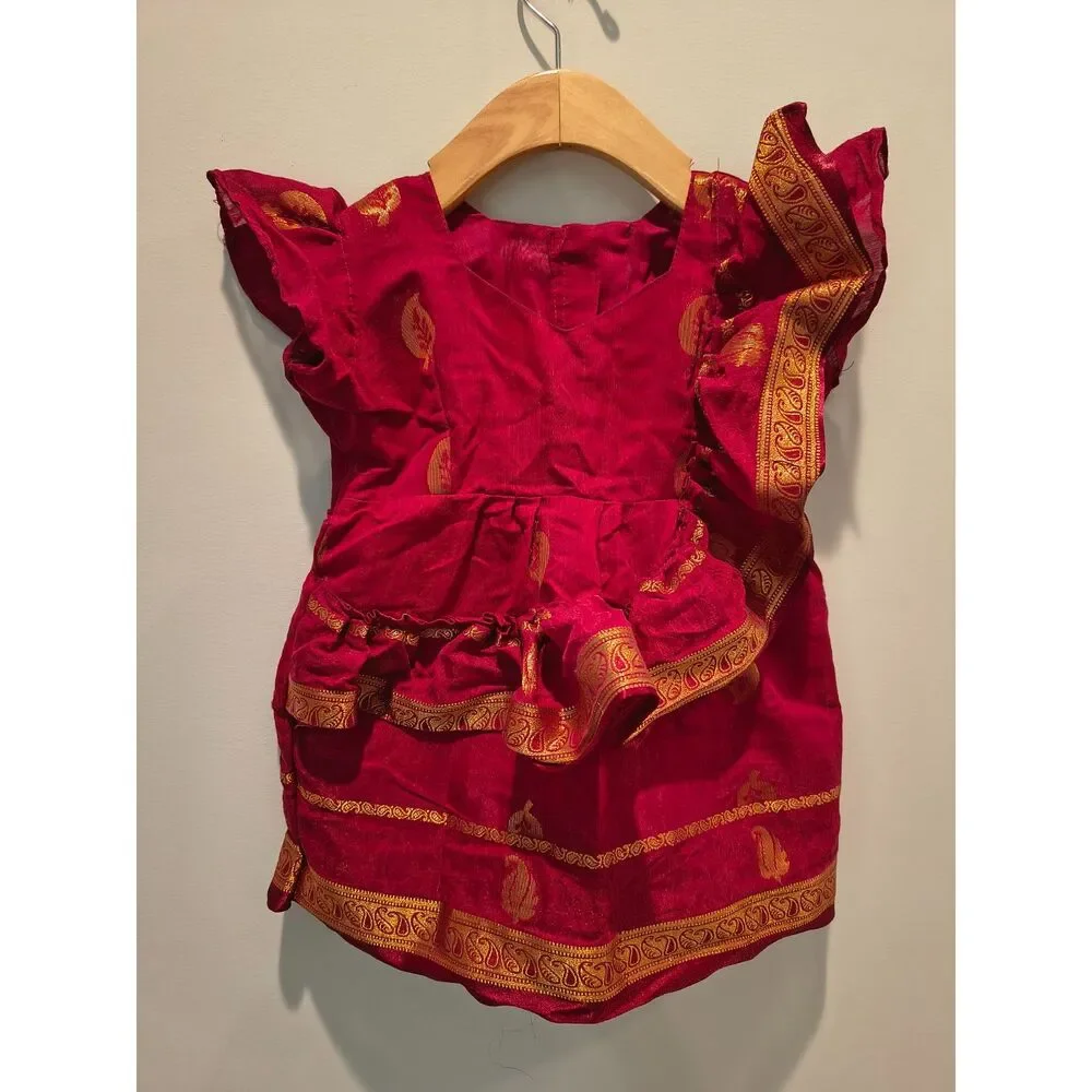 Traditional Custom Made Toddler Frock Dress – 12-18m – Unique & Adorable
